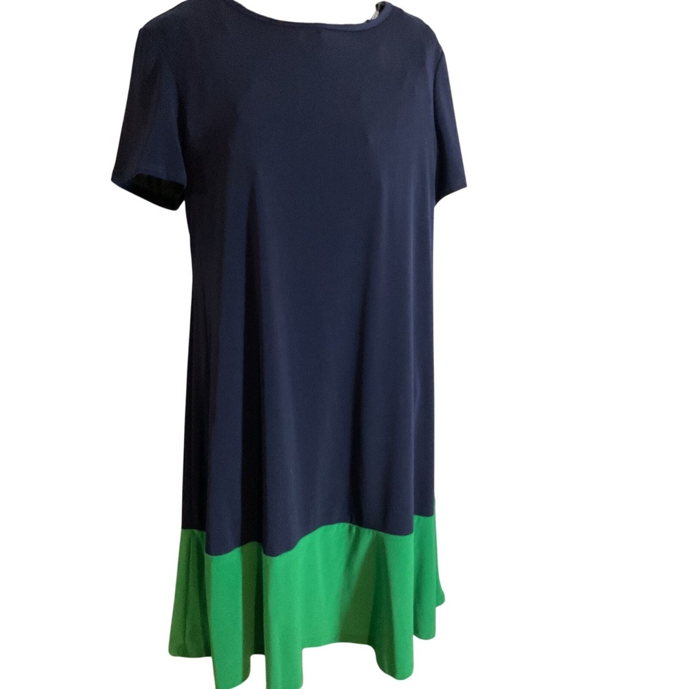 Nik and Nash Womens Navy Blue Green Colorblock Shift Dress Size M Made in USA